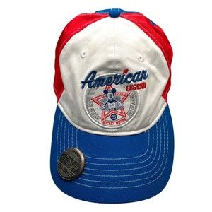 Disney Mickey Mouse Baseball Hat w Bottle Opener Adjustable Red White Blue NWOT